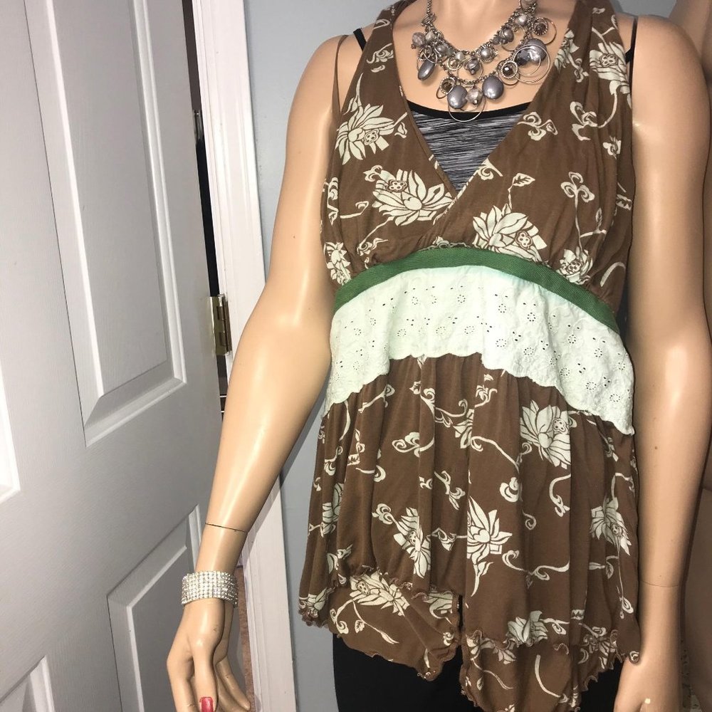 Free People XL‎ Tie Back Button Shirt
